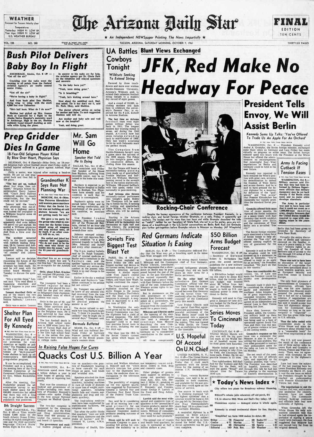 Oct. 7, 1961: President Kennedy wants bomb shelters for all